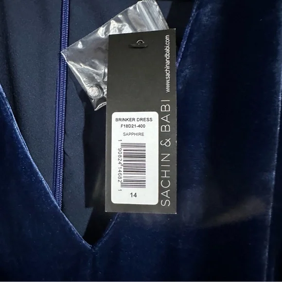 Sachin & Babi Velvet Long Sleeve Brinker Cocktail Dress Size 14 - Picture 6 of 6